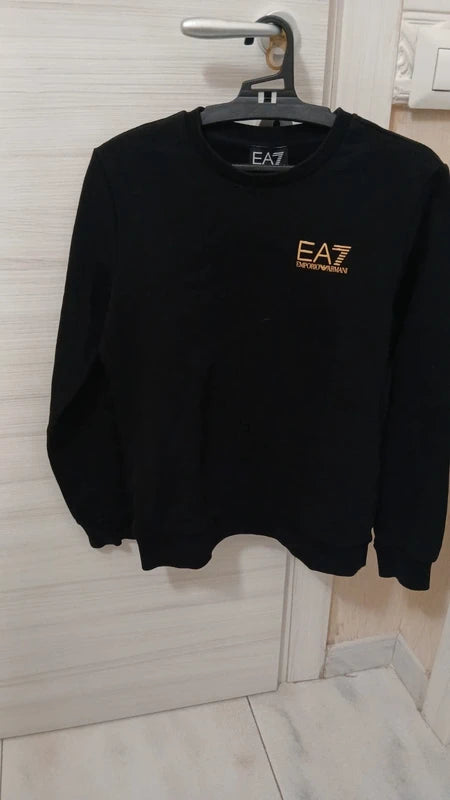Felpa Nera Girocollo EA7 Emporio Armani per Ragazzo