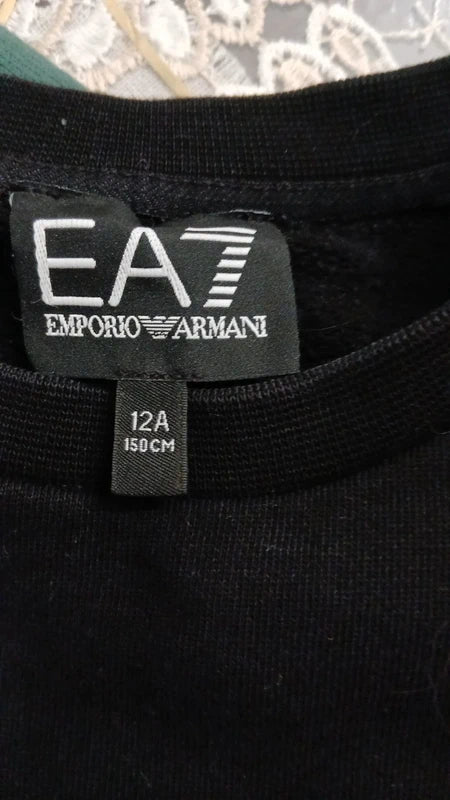 Felpa Nera Girocollo EA7 Emporio Armani per Ragazzo