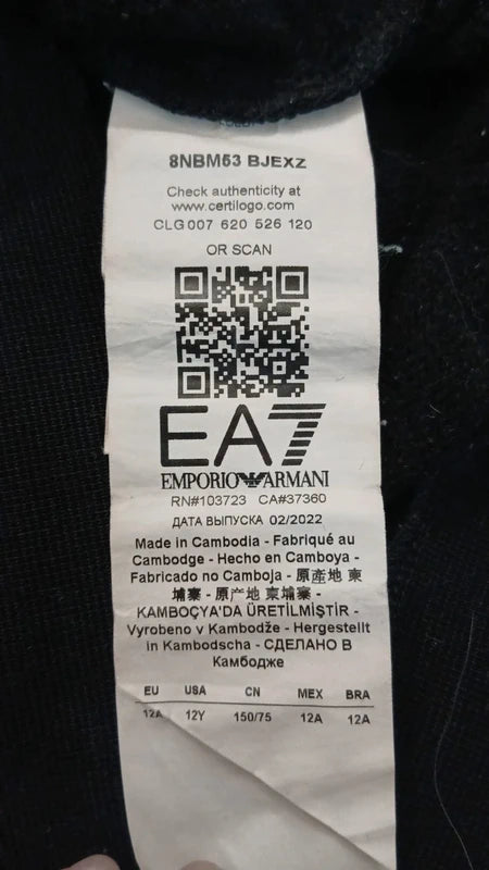 Felpa Nera Girocollo EA7 Emporio Armani per Ragazzo
