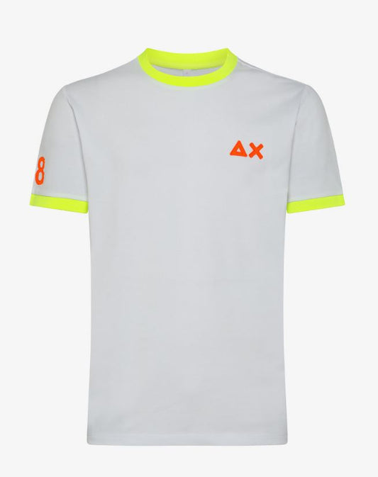T-shirt Armani Exchange Bianca con Dettagli Fluo Arancioni